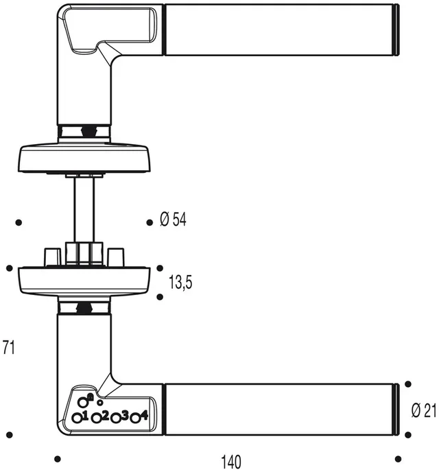 Maniglia con codice cromato Velvet 4320 apertura destra
