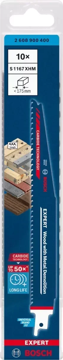 Lot 10 lames scie sabre Bosch S 1167 XHM Expert Carbure démolition bois métal 225 mm