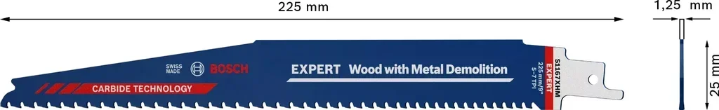 Bosch S 1167 XHM Expert Hartmetall Säbelsägeblatt 10er Set 225mm Holz Metall Abbruch