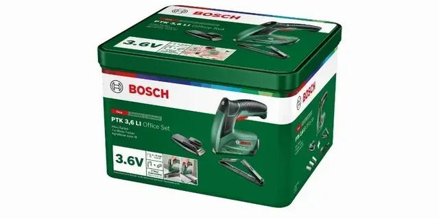 Agrafeuse sans fil BOSCH PTK 3,6 LI Office Set avec coffret métallique