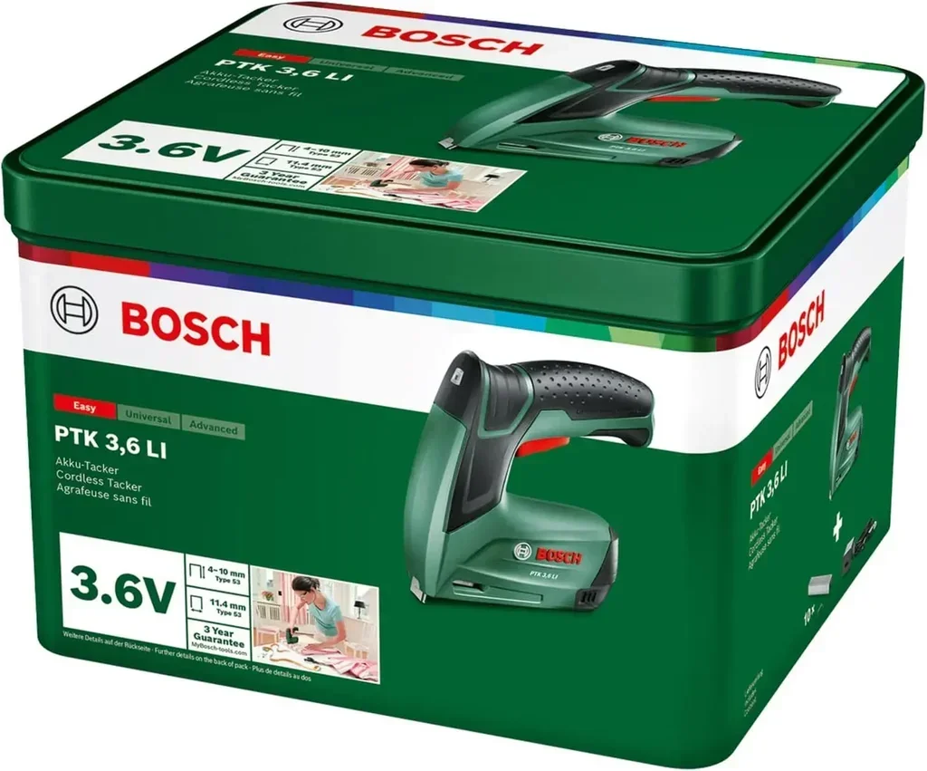 Agrafeuse sans fil Bosch PTK 3,6 LI - Batterie Lithium-Ion 3,6V avec coffret métal