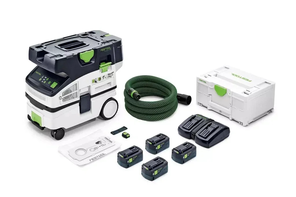 Aspirapolvere Senza Fili Festool CTLC MINI I-Plus 36V con 4 Batterie 5.0 Ah e Accessori