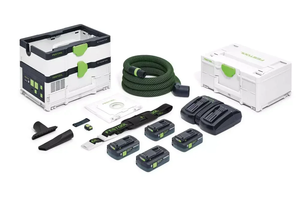 Aspirapolvere Senza Fili Festool CLEANTEC CTLC SYS HPC 4.0 I-Plus - 4 Batterie 18V 4.0Ah, Caricabatterie, Accessori e Systainer - Rif. 576944