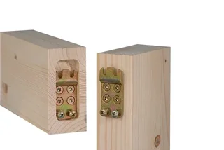 Zinc-plated wood-steel connector K041DUO 46/15 for 80x30 mm sections - Invisible and removable assembly