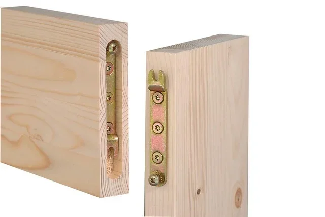 Zinc-plated wood-steel connector K041DUO 46/15 for 80x30 mm sections - Invisible and removable assembly