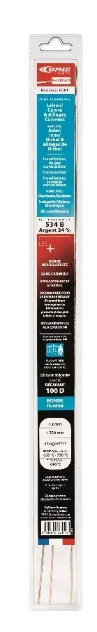 Baguette brasure gaz argent 34% Ø2mm 500mm lot 3 GE334GE