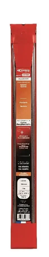 Baguette brasure rapide cuivre phosphore 6,8% Ø2mm 500mm 1kg GE168B