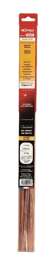 Baguette brasage argent 2% Ø2mm 500mm Cuivre/Laiton 0.5kg GE202C