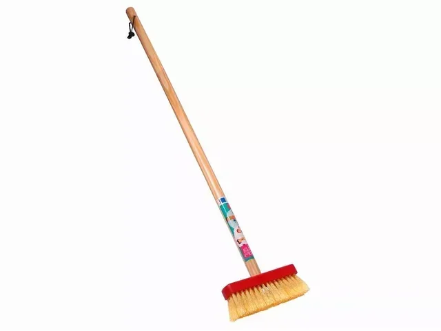 Junior red street broom REVEX 554222 wooden handle 80 cm child age 6