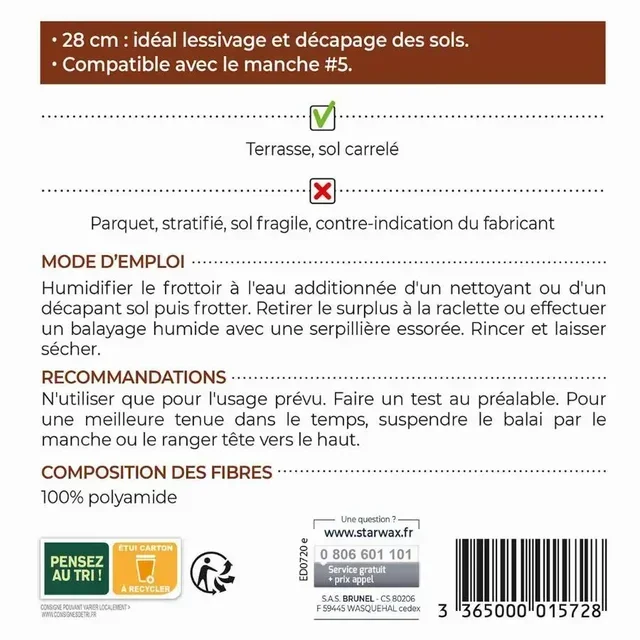 Starwax Scraper Brush Patio Tile High Resistance Nylon Fibres 1572