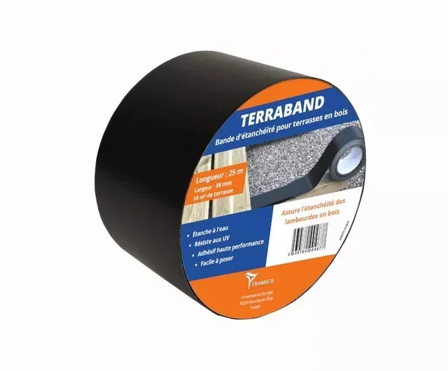 Bande d'étanchéité TRAMICO Terraband 85mm x 25m pour terrasse bois - protection UV et intempéries