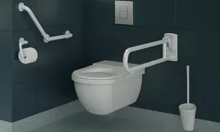 Barre d'appui inclinée 135° 400x400 mm blanche PMR DELABIE