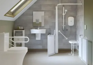 AKW weißer klappbarer Haltegriff mit verstellbarem Fuß 680-870mm