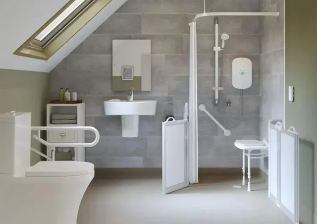 AKW weißer klappbarer Haltegriff mit verstellbarem Fuß 680-870mm