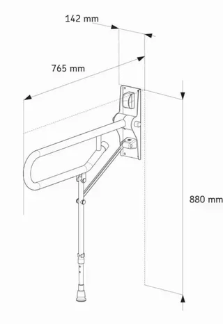 AKW weißer klappbarer Haltegriff mit verstellbarem Fuß 680-870mm