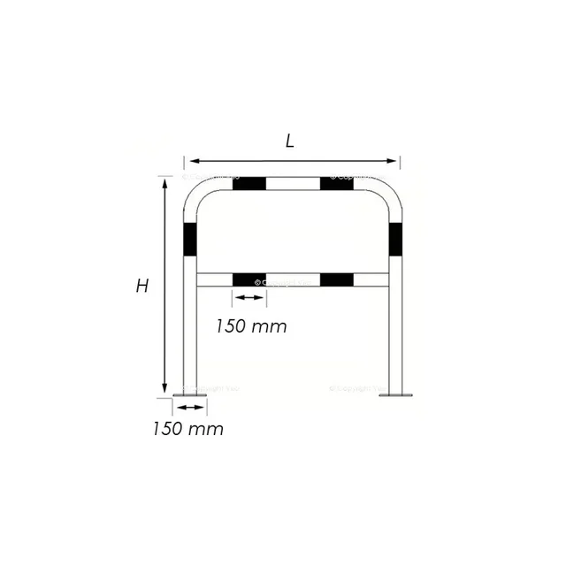 Barrière sécurité industrielle VISO BAR620NJ acier galvanisé noir jaune 2000x1000 mm
