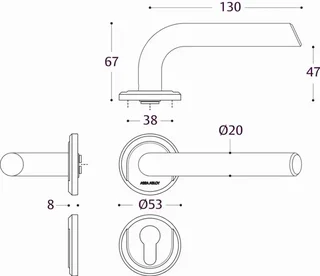 Tope de Puerta Vercy AH200 471L Roseta Acero Inoxidable Cepillado BEZAULT para Puertas 38-55mm