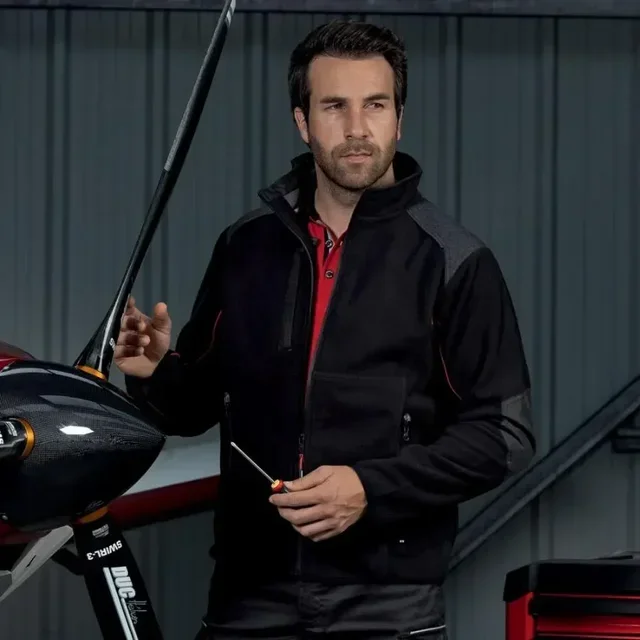 Chaqueta polar con cremallera hombre FACOM Shift negra FXWW2010E - Chaqueta profesional impermeable 3 capas con refuerzos Oxford