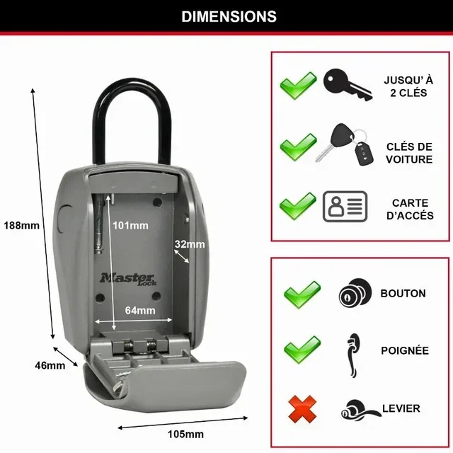 Boîte à clés sécurisée Master Lock 5414D anse renforcée