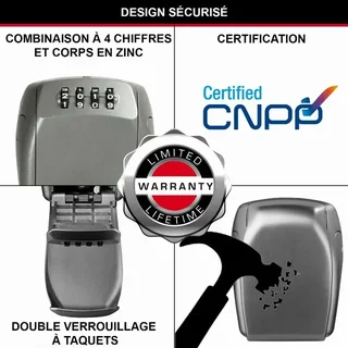 Boîte à clés sécurisée Master Lock 5415EURD murale à combinaison 4 chiffres aluminium