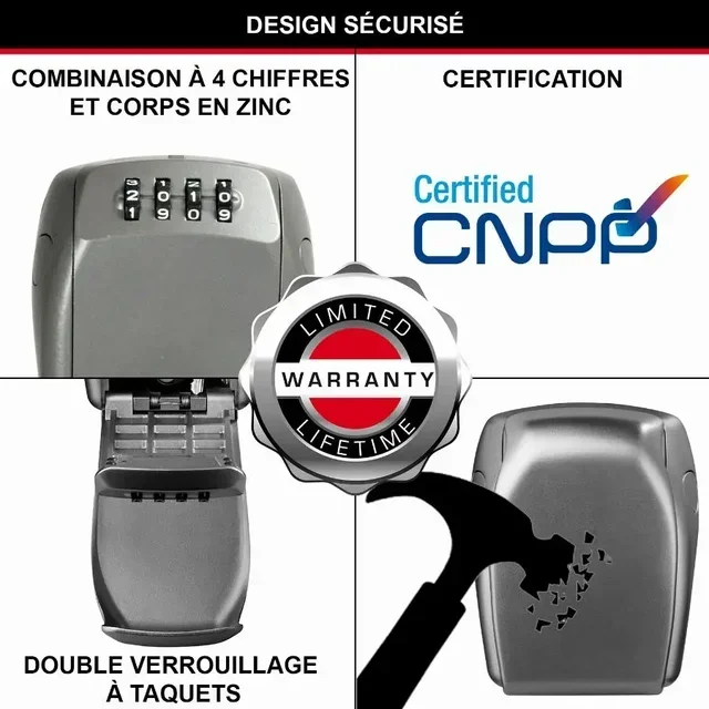 Boîte à clés sécurisée Master Lock 5415EURD murale à combinaison 4 chiffres aluminium