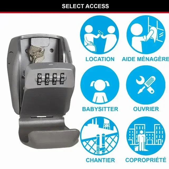 Boîte à clés sécurisée Master Lock 5415EURD murale à combinaison 4 chiffres aluminium