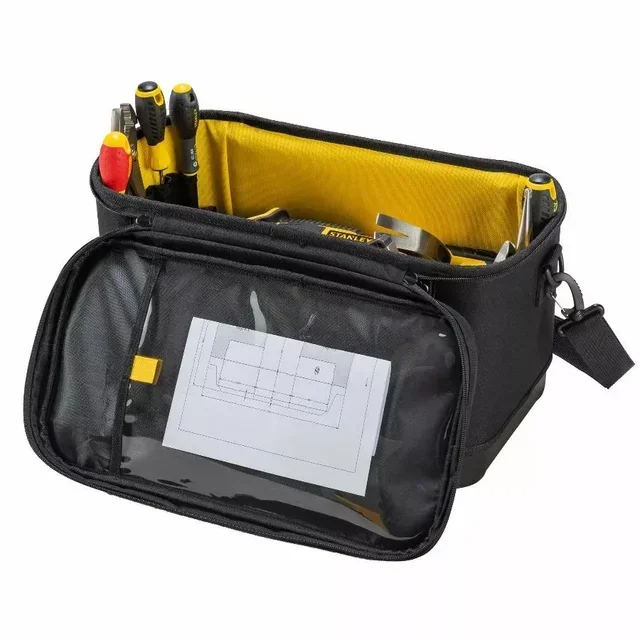Stanley 1-96-193 40cm Hard Tool Box with Multiple Compartments and Reinforced Shoulder Strap