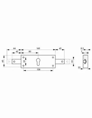 2-Punkt-Schlosskasten für Metall-Rolladen THIRARD 091997 verzinkter Stahl