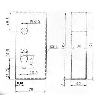 Scatola serratura cancello in acciaio zincato 40mm anticorrosione