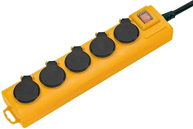 Brennenstuhl 5-Socket Outdoor Power Strip IP54 Yellow - Switch 2m