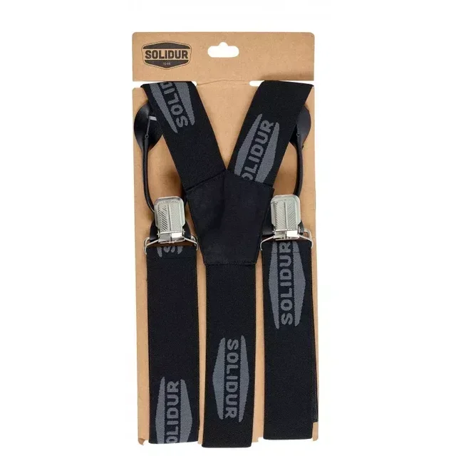 Schwarze SOLIDUR Knopf-Hosenträger ACBR02 - Dreifache universelle Befestigung