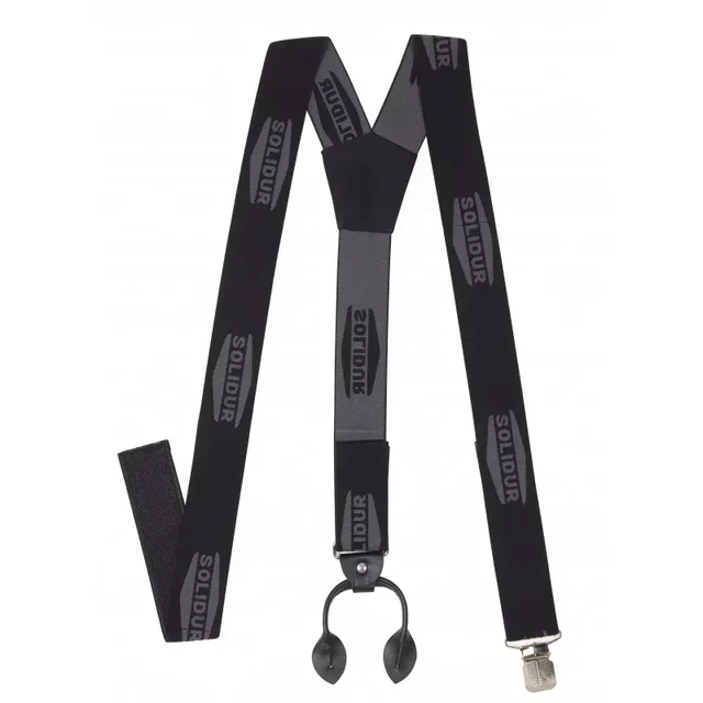 Schwarze SOLIDUR Knopf-Hosenträger ACBR02 - Dreifache universelle Befestigung