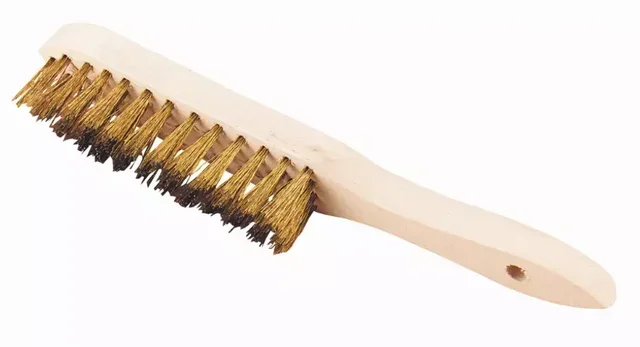 Brass Wire Brush 4 Rows Wooden Handle OUTILPARFAIT 280x35mm Soft