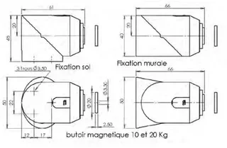 Butée de porte magnétique MONIN 161330 grise rétention 20 kg sol mur
