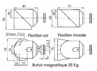 Arrêt de porte magnétique MONIN 161340 gris rétention 35 kg universel sol mur
