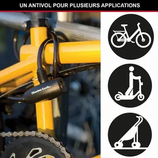 Câble antivol Master Lock 8126EURDPRO 1,8m 8mm noir vélo