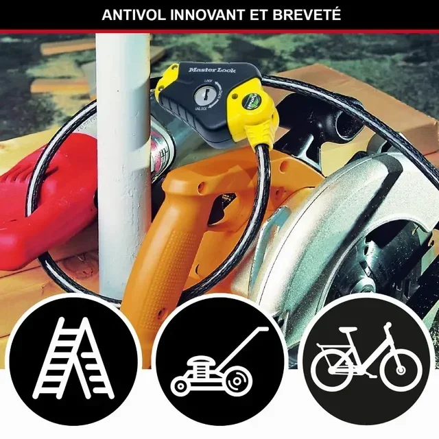 Câble antivol Master Lock Python 8433EURD 1,8m jaune