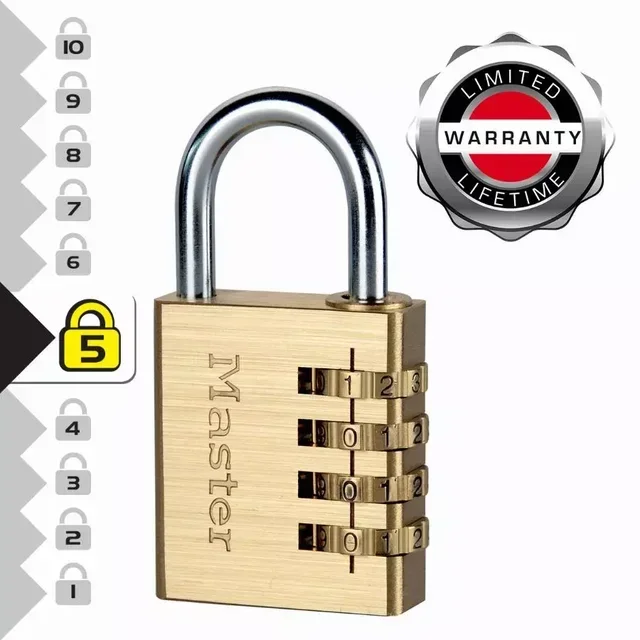 Cadenas Master Lock 604EURD à code 40 mm laiton - anse acier chromé 6 mm