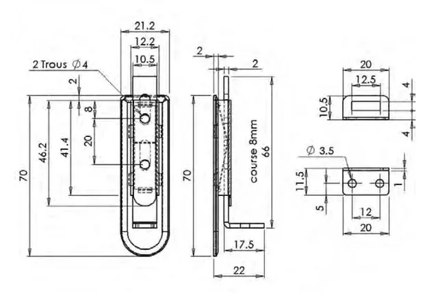 Cadenas Alsacien MONIN acier nickelé 240x110 mm traditionnel porte fenêtre
