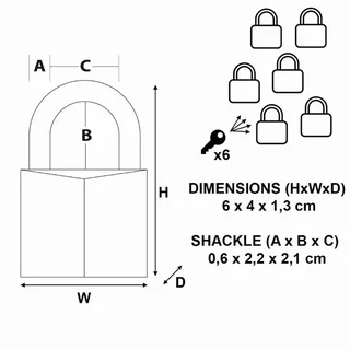 Lucchetto in Ottone Massiccio Master Lock 40mm Set 6 Sicurezza Anti-Corrosione
