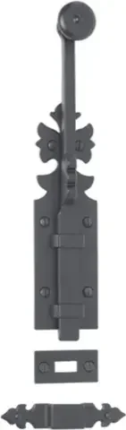 Cadenas Rustique 1307 Bouvet 250mm Fer Noir avec Gâches - Verrou à Plaquer