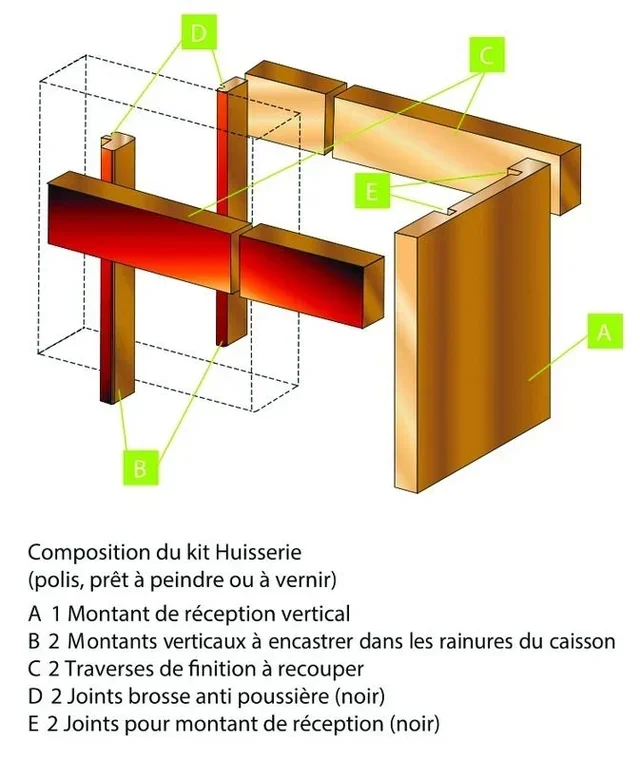 Caisson MDF FIBROTUBI 1 vantail porte coulissante 1000mm