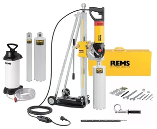 REMS Picus SR 2200 W Titan Kernbohrmaschine - Komplettset mit Säule Wassertank 3 Bohrkronen - 183X01 R220