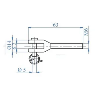 Chape filetée Design CS inox 316 INDIA pas gauche M6 ETMT06DX