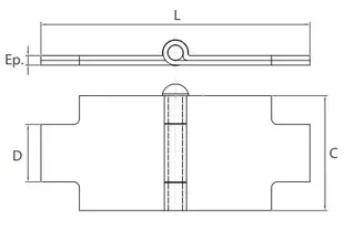 Charnière à souder fléchisseur 60 mm TORBEL CSF0600 - Penture articulée volets métalliques