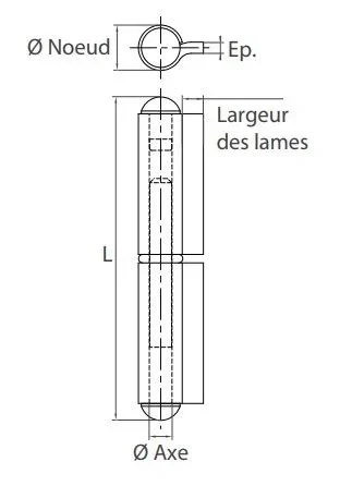 Charnière Torbel GRLC120 120x11 pour grille roulée - Lame courte bague laiton