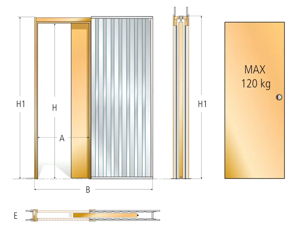 Châssis porte coulissante galandage Placo 90 cm FIBROTUBI cloison 100 mm