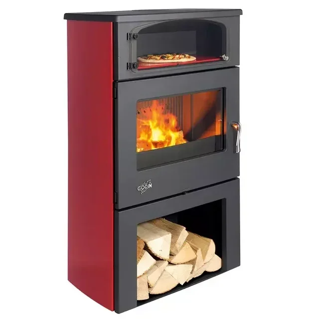 Poêle à bois GODIN Grand Chinon 11kW émaillé noir avec four intégré - Réf. 362115