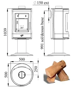 Poêle à bois GODIN Mazamet 8,5kW noir anthracite fonte 7 étoiles