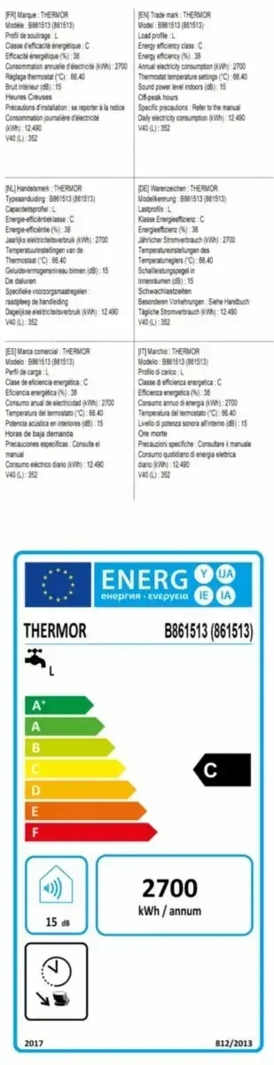 Chauffe-eau électrique Thermor 200L vertical mural compact blindé blanc - Modèle 861513